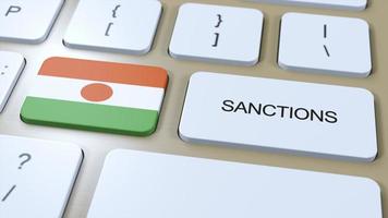 Niger auferlegt Sanktionen gegen etwas Land. Sanktionen auferlegt auf Niger. Tastatur Taste drücken. Politik Illustration 3d Illustration foto