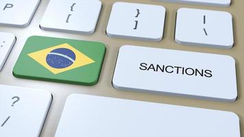 Brasilien auferlegt Sanktionen gegen etwas Land. Sanktionen auferlegt auf Brasilien. Tastatur Taste drücken. Politik 3d Illustration foto