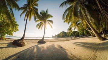 tropisch Paradies oder Kokosnuss Palme Strand oder Weiß Sand Lagune foto