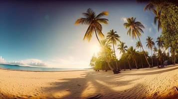 tropisch Paradies oder Kokosnuss Palme Strand oder Weiß Sand Lagune foto