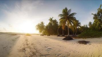 tropisch Paradies oder Kokosnuss Palme Strand oder Weiß Sand Lagune foto