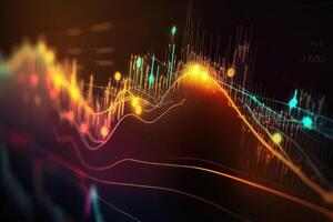 generativ ai, Lager Markt Diagramm Linien, finanziell Graph auf Technologie abstrakt Hintergrund vertreten finanziell Krise, finanziell Kernschmelze. Technologie Konzept, Handel Markt Konzept. foto