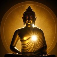 Statue von Buddha beim Sonnenuntergang Silhouette foto