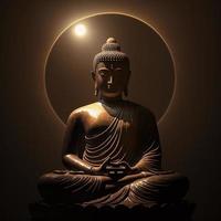 Buddha Statue und Sonnenuntergang Bild mit dunkel Hintergrund foto