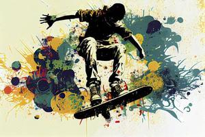 Skateboarding Hintergrund. extrem Sport Vektor Illustration mit Kerl Mann Skater foto