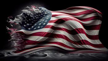 amerikanisch Flagge USA Flagge winken Unabhängigkeit Tag Zeit zum Revolution Juli 4 .. ai generiert foto