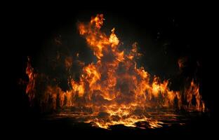 Feuer Flammen auf schwarz - - generativ ai. foto