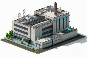 isometrisch kommerziell industriell Herstellung Pflanze Gebäude - - generativ ai. foto