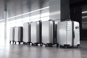 Koffer Reise Gepäck im Flughafen 3d machen ai foto