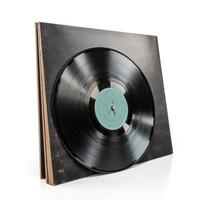 Vinyl Aufzeichnung mit Drehscheibe isoliert auf ein Weiß Hintergrund ai generieren foto