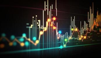 generativ ai, Lager Markt Diagramm Linien, finanziell Graph auf Technologie abstrakt Hintergrund vertreten finanziell Krise, finanziell Kernschmelze. Technologie Konzept, Handel Markt Konzept. foto