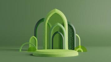 islamisch Ramadhan kareem Thema Produkt Anzeige mit Moschee Portal oder Tor. 3d machen foto