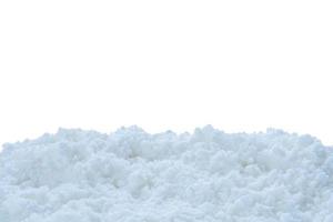 Schnee isoliert auf weißem Hintergrund hautnah foto