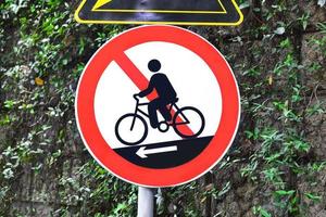 Nein Fahrrad oder Nein Radfahren oder Nein Radfahren Zeichen foto