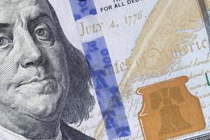 einer hundert vereinigt Zustände Dollar Banknote foto