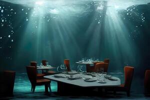 Illustration von ein unter Wasser Restaurant foto