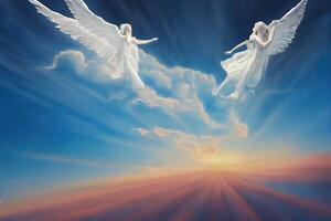 Illustration von Engel Tanzen im das Himmel foto