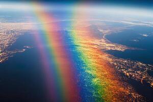 Illustration von ein Regenbogen sehen von ein Flugzeug foto