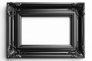 Schwarz, leer, horizontal Bild Rahmen auf Weiß Hintergrund. Rahmen mit Kopieren Raum zum Kunstwerk, Bild. generativ ai. foto