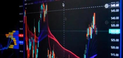 Lager Markt Diagramm auf Digital Bildschirm. Geschäft und finanziell Investition Konzept. foto