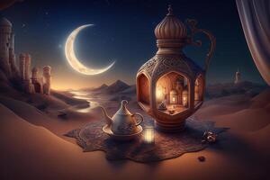 festlich Foto Ramadan kareem Hintergrund. Illustration ai generativ