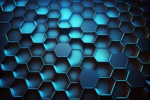 realistisch Blau Hexagon Muster Hintergrund. Illustration ai generativ foto