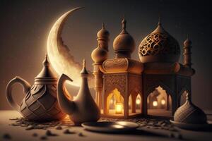 festlich Foto Ramadan kareem Hintergrund. Illustration ai generativ