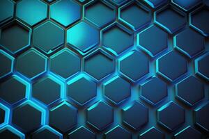 realistisch Blau Hexagon Muster Hintergrund. Illustration ai generativ foto