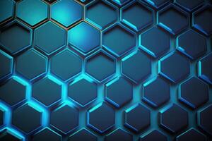 realistisch Blau Hexagon Muster Hintergrund. Illustration ai generativ foto