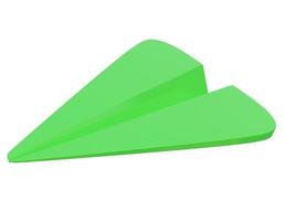 Flugzeugsymbol aus grünem Papier. 3D-Rendering. foto