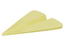 gelbes Papierflugzeug-Symbol. 3D-Rendering. foto