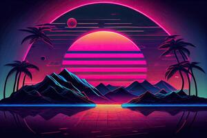 Neu Retrowave lila Hintergrund mit Panne Wirkung, modern Hintergrund Design, Generativ ai foto