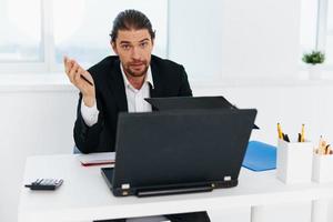 Geschäftsleute Emotionen Arbeit Büro Schreibtisch Technologie foto