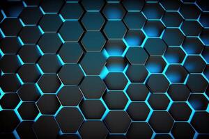 realistisch Blau Hexagon Muster Hintergrund. Illustration ai generativ foto