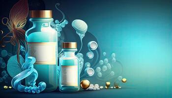 Pharmakologie und Arzneimittel, Gesundheitswesen Hintergrund mit Kopieren Raum. generativ ai Illustration foto