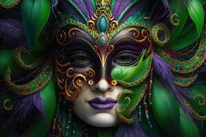 Karneval gras Maske Kostüm traditionell Karneval Design Hintergrund Gesicht, generativ ai foto
