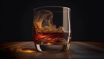 Glas von Whiskey drinnen, teuer alkoholisch trinken generativ ai Illustration foto