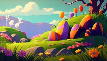 Ostern Urlaub Hintergrund. Ostern Eier Illustration Hintergrund mit Kopieren Raum. generativ ai foto