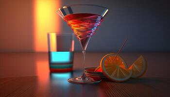 modisch alkoholisch Cocktail mit bunt Zutaten. generativ ai foto