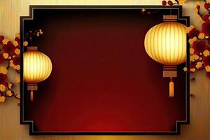 Chinesisch Neu Jahr Hintergrund mit Kopieren Raum, Attrappe, Lehrmodell, Simulation rot Hintergrund. China Urlaub generativ ai foto