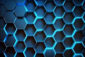 realistisch Blau Hexagon Muster Hintergrund. Illustration ai generativ foto