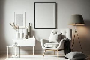 minimalistisch Komposition von elegant Leben Zimmer Raum. Illustration ai generativ foto