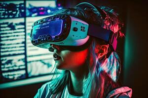 Zukunft Digital Technologie Metaverse Spiel und Unterhaltung. Illustration ai generativ foto