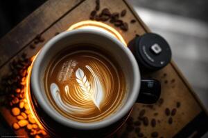 ein Tasse von köstlich stark schwarz Kaffee. Illustration ai generativ foto