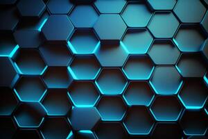 realistisch Blau Hexagon Muster Hintergrund. Illustration ai generativ foto