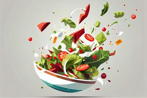 Salat Gericht auf Weiß Hintergrund, generativ ai foto