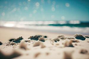 Sommer- Sand Strand Hintergrund. Illustration ai generativ foto