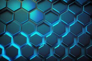 realistisch Blau Hexagon Muster Hintergrund. Illustration ai generativ foto