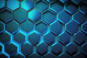 realistisch Blau Hexagon Muster Hintergrund. Illustration ai generativ foto