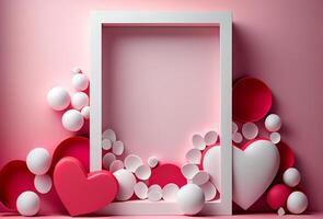 Rosa Valentinsgrüße Tag Gruß Karte Liebe Hintergrund. Illustration generativ ai foto